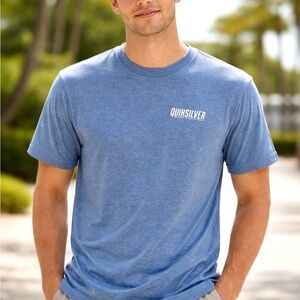 Quiksilver Men’s Graphic Logo T-Shirt Size M Blue Heather Cotton Blend Surf NWT